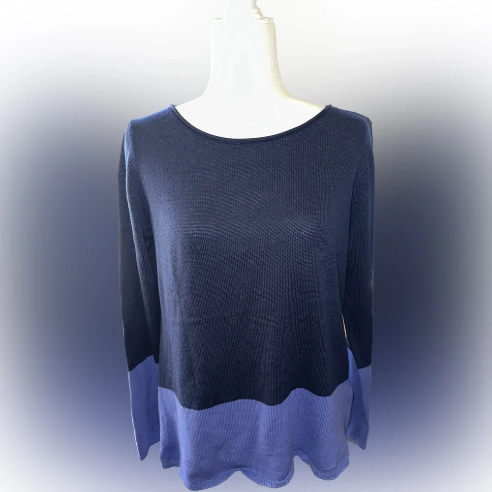 Jade & Ivory Blue Navy Combo Knitted Sweater size Large